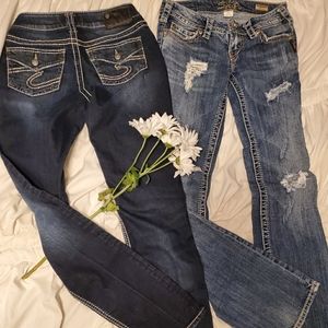 Very flattering  Silver jeans!